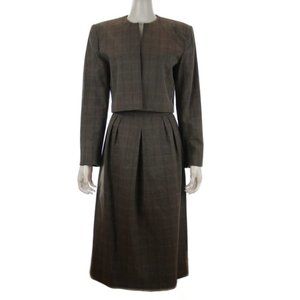 BROOKS BROTHERS Vintage Taupe Plaid Skirt Suit
